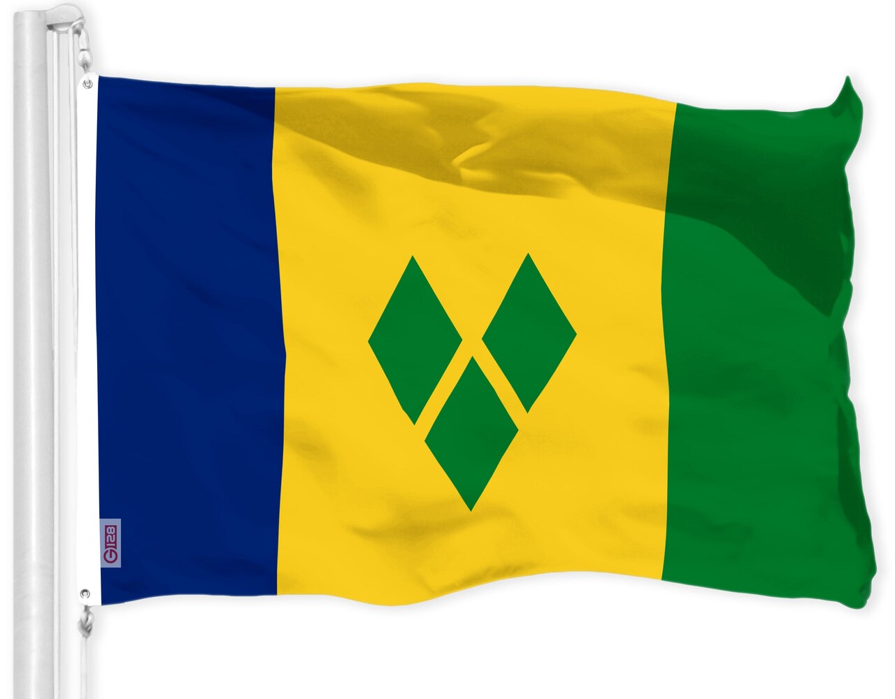 G128 Saint Vincent and the Grenadines Vincentian Flag | 3x5 Ft | LiteWeave Pro Series Printed 150D Poly | Country Flag, Vibrant Colors, Brass Grommets, Thicker and More Durable Than 100D 75D Polyester